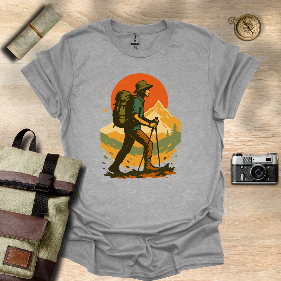 Hiker's Journey – Retro Sunset Mountain Tee t - shirt