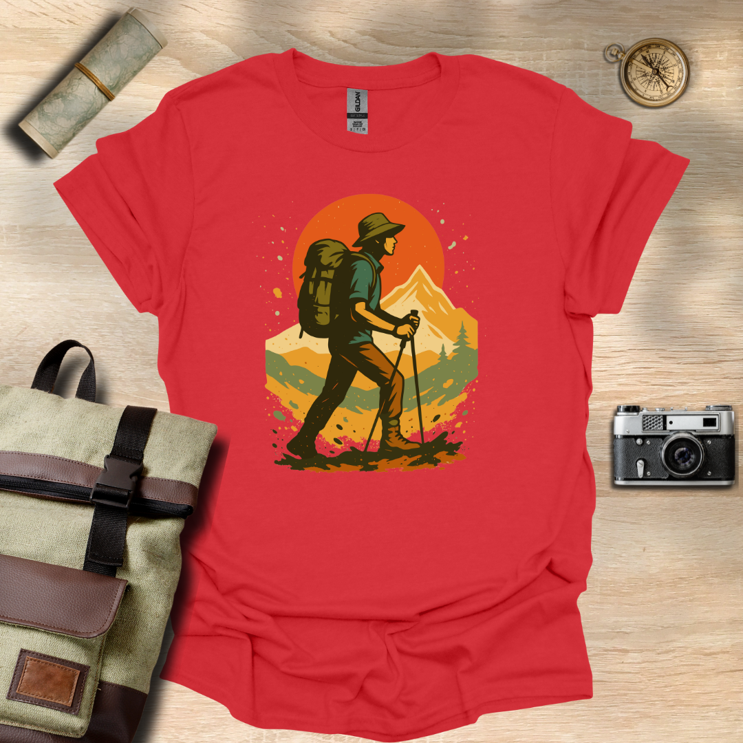 Hiker's Journey – Retro Sunset Mountain Tee t - shirt