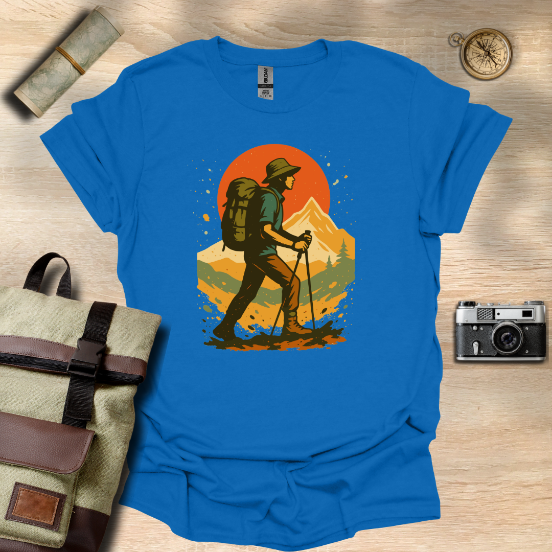 Hiker's Journey – Retro Sunset Mountain Tee t - shirt