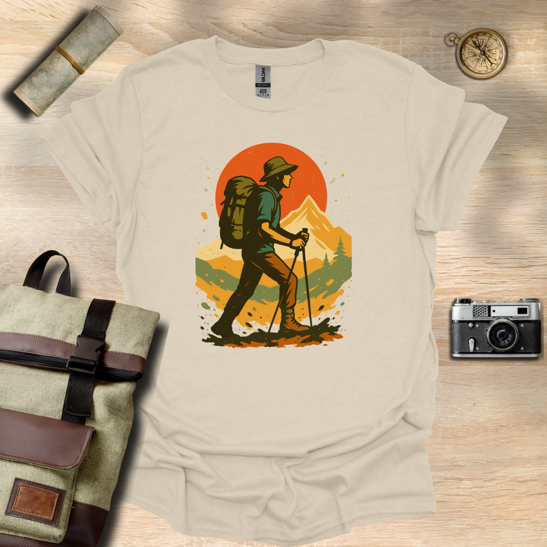 Hiker's Journey – Retro Sunset Mountain Tee t - shirt