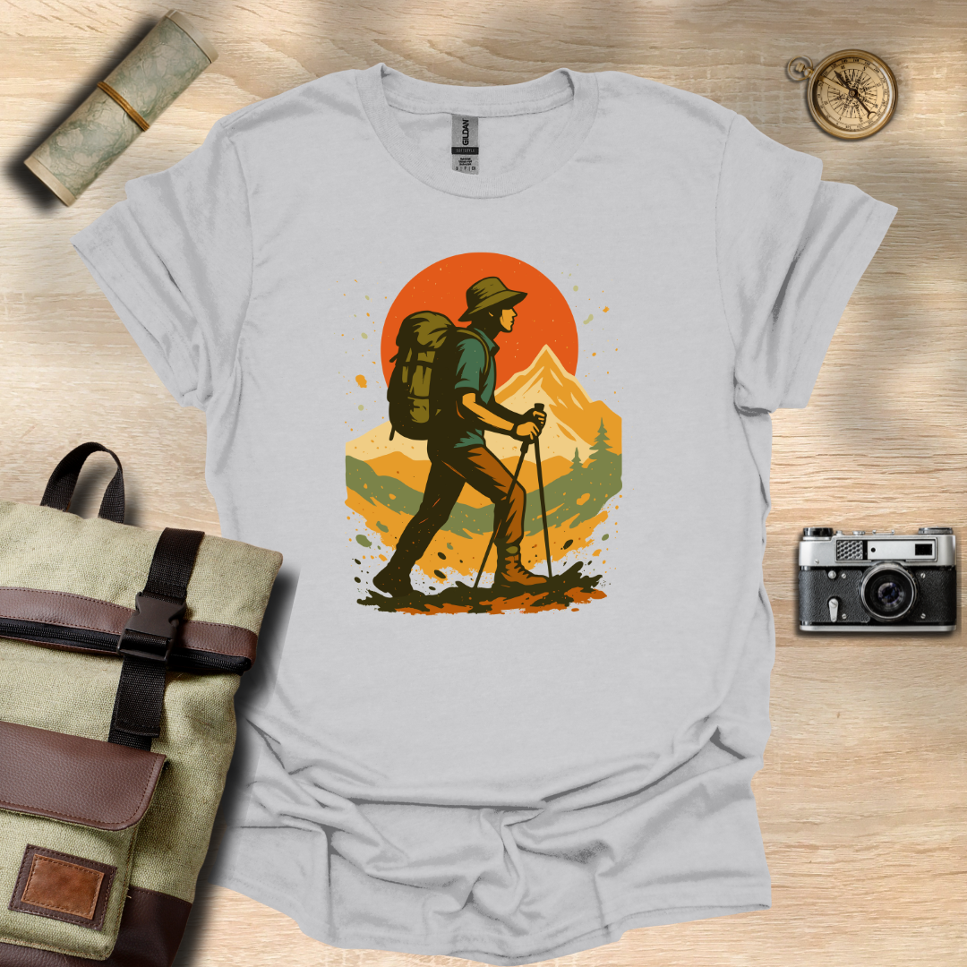 Hiker's Journey – Retro Sunset Mountain Tee t - shirt