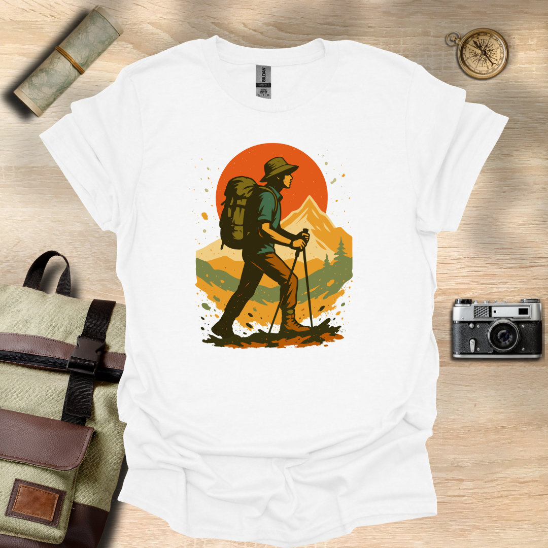 Hiker's Journey – Retro Sunset Mountain Tee t - shirt