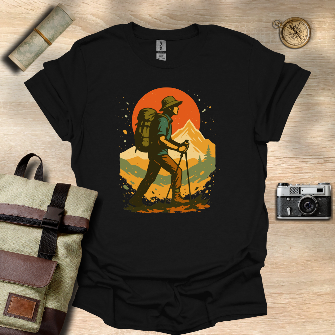 Hiker's Journey – Retro Sunset Mountain Tee t - shirt