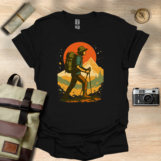 Hiker's Journey – Retro Sunset Mountain Tee t - shirt
