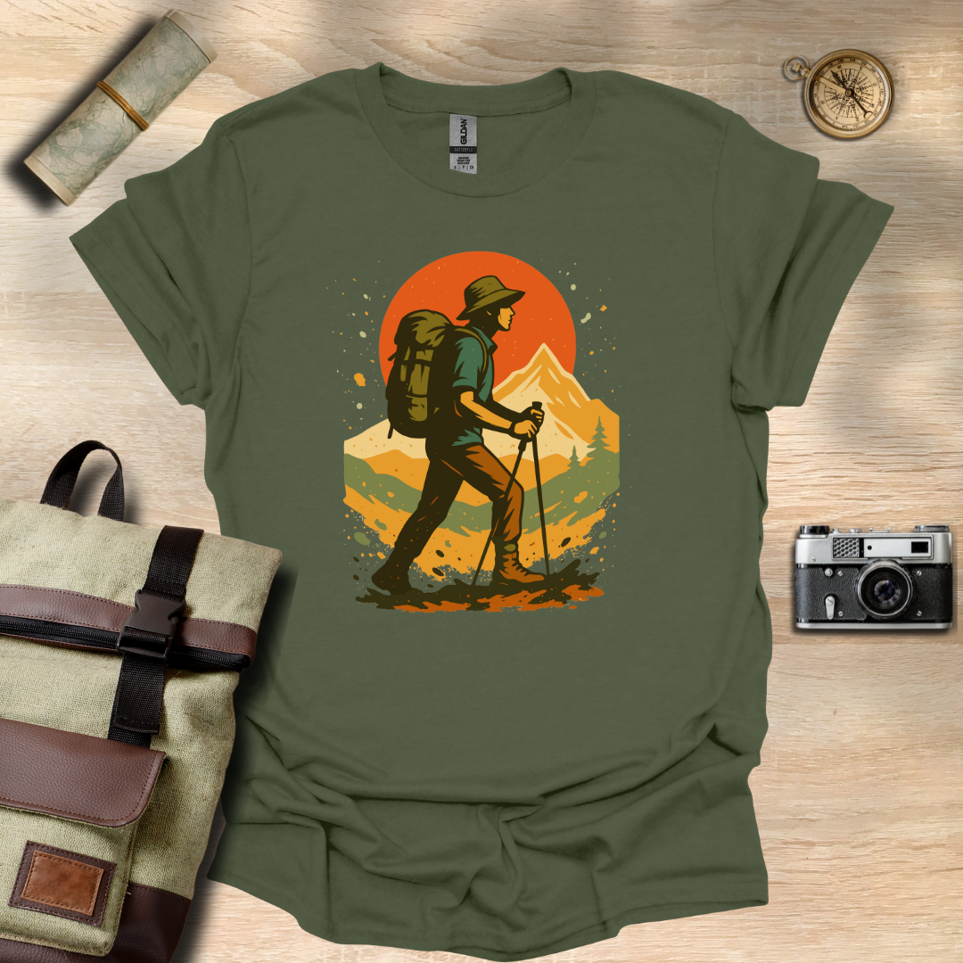 Hiker's Journey – Retro Sunset Mountain Tee t - shirt