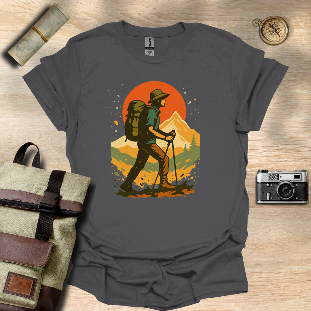 Hiker's Journey – Retro Sunset Mountain Tee t - shirt