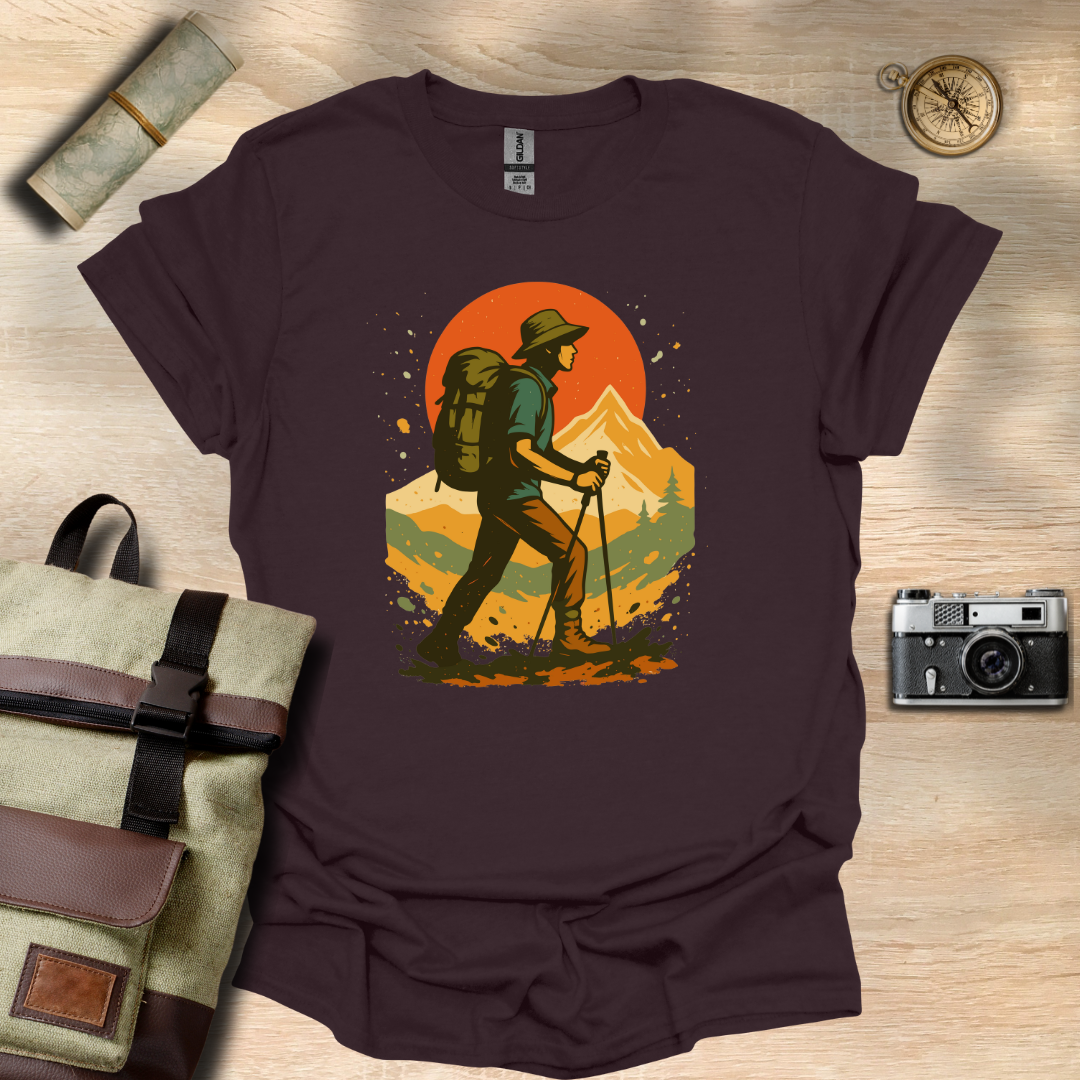 Hiker's Journey – Retro Sunset Mountain Tee t - shirt