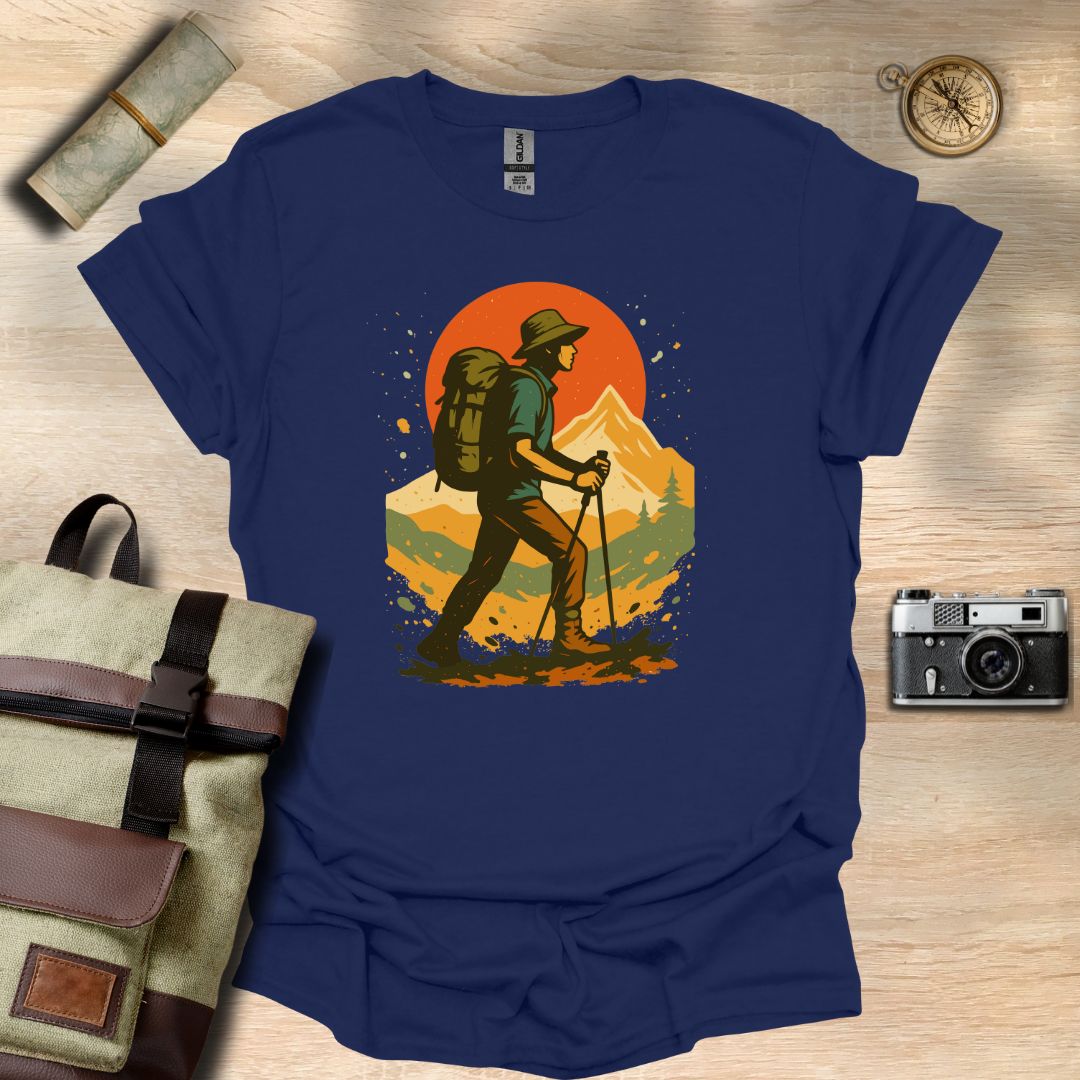 Hiker's Journey – Retro Sunset Mountain Tee t - shirt