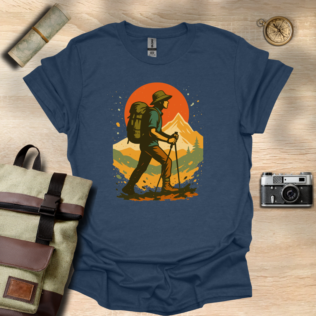 Hiker's Journey – Retro Sunset Mountain Tee t - shirt