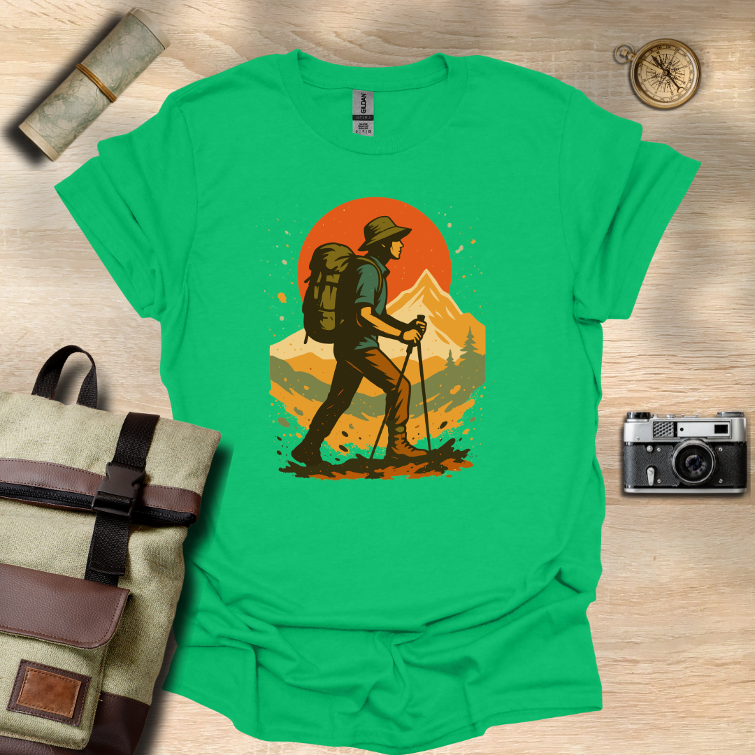 Hiker's Journey – Retro Sunset Mountain Tee t - shirt
