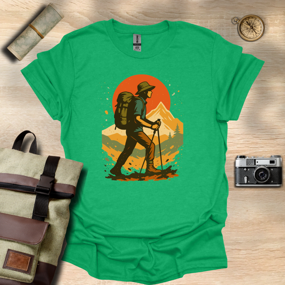 Hiker's Journey – Retro Sunset Mountain Tee t - shirt